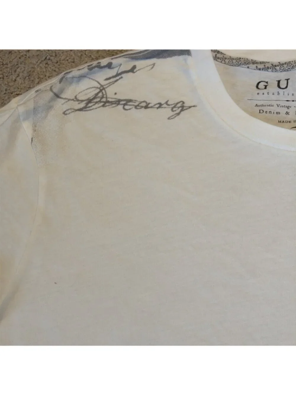 VTG Guess Graphic T-Shirt Unisex Size L Double Sided Handshake "Devil Dealings" - Picture 7 of 13